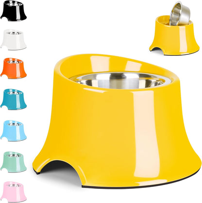 Tilted Elevated Dog Bowls Non-Slip & Non-Spill Pet Feeder with Elevated Detachable Melamine Stand, High Capacity Tilted Dog Bowl for Medium Small Size Dogs M/2 Cup Black