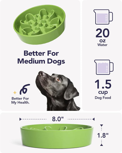 LE TAUCI Dog Bowls Slow Feeder Ceramic, 1.5 Cup Slow Feeding Bowl for Small and Medium Breed, Puzzle Dog Food Bowl for Fast Eater, Maze Purple