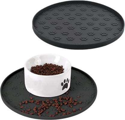 Pet Feeding Mat, Waterproof, Raised Edges to Prevent Spills, Easy Clean in Dishwasher, Dogs and Cats Placemat Tray to Stop Food and Water Bowl Messes on Floor(1Pack Beige)