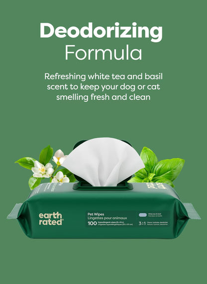 Earth Rated Dog Wipes, Hypoallergenic, Cleaning and Hydrating, for Grooming Paws, Body and Butt, Lavender Scented, 400 Count