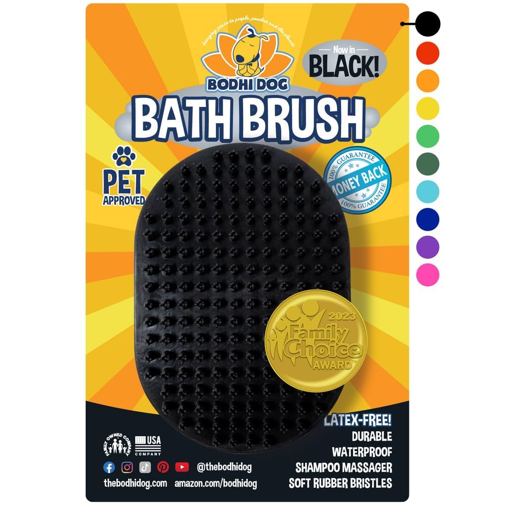 Bodhi Dog Shampoo Brush - Pet Grooming & Bath Supplies for Dogs and Cats - Bath Brush for Long & Short Hair - Premium Scrubber for Shower, Bathing & Massage (One Pack, Blue)