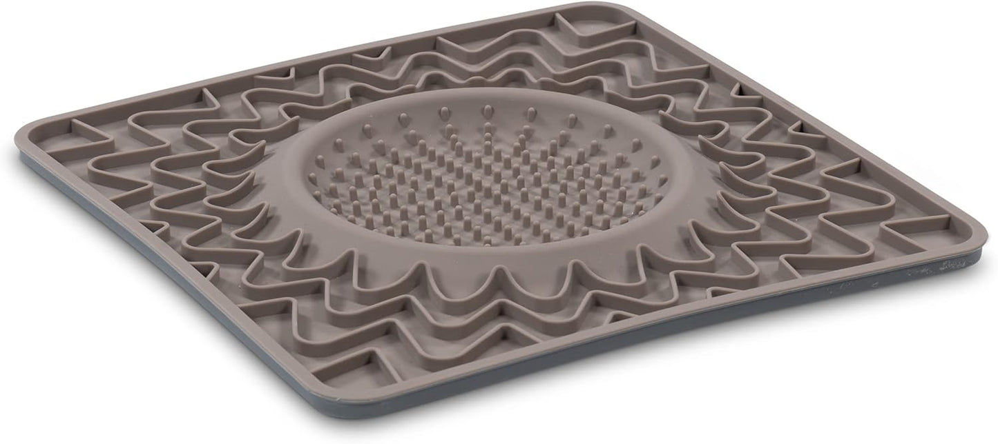 Messy Mutts Silicone Therapeutic Licking Bowl Mat | 10" x 10" | Slow Feeder Mat for Boredom & Anxiety | Lick Pad for Dogs & Cats (Blue)