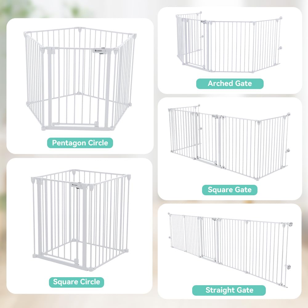 COMOMY 80" Extra Wide Baby Gate, Dog Gate for House Stairs Doorways Fireplace, Auto Close Pet Gate with Door Walk Through, 3 Metal Panels, Hardware Mounted Baby Fence Indoor Outdoor(30" Tall, Black)