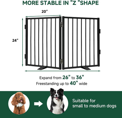 Snagle Paw Full Metal Freestanding Dog Gate,Indoor Dog Gate with Floor Protect Support Feet, 40x24 Inches Foldable Dogs Barrier for Stairs, Hallways and Doorways (24'' H 2 Panel, White