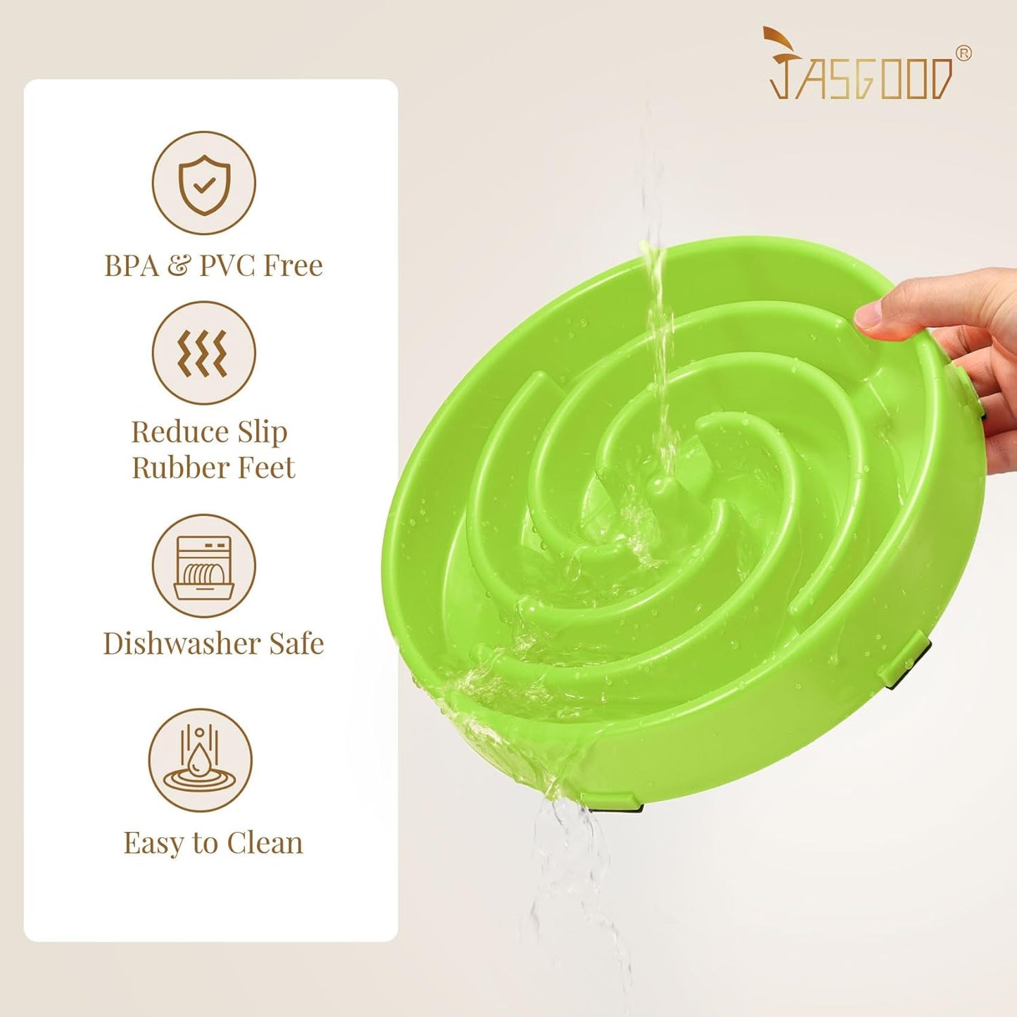 JASGOOD Slow Feeder Dogs Bowl for Large Medium Dogs,Anti-Gulping Pet Slower Food Feeding Bowls Stop Bloat,Preventing Choking