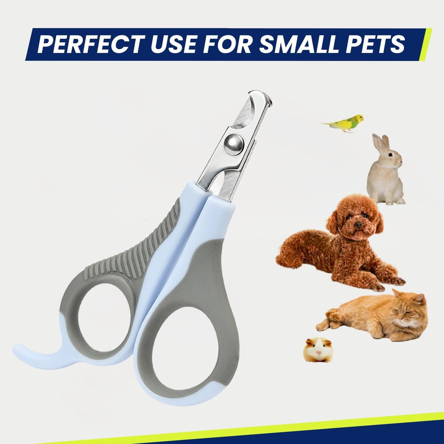 WePet Pet Nail Clippers U07.2, Professional Claw Trimmer, Scissor for Cats, Puppies, Kittens, Hamsters, Rabbits and Small Animals, Sharp, Safe, Small, Green/Grey