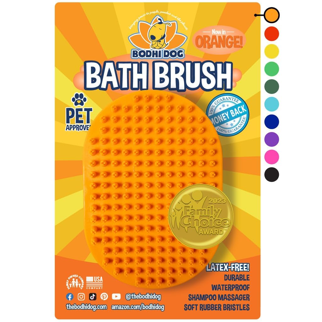 Bodhi Dog Shampoo Brush - Pet Grooming & Bath Supplies for Dogs and Cats - Bath Brush for Long & Short Hair - Premium Scrubber for Shower, Bathing & Massage (One Pack, Blue)