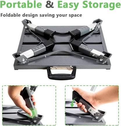 Aluminum RV Steps, 4-Level Adjustable Folding Step Stool with Non-Slip Rubber Feet, Non-Slip Fluorescent Strip Platform Rv Accessories, Supports Up to 1000 lbs - Black