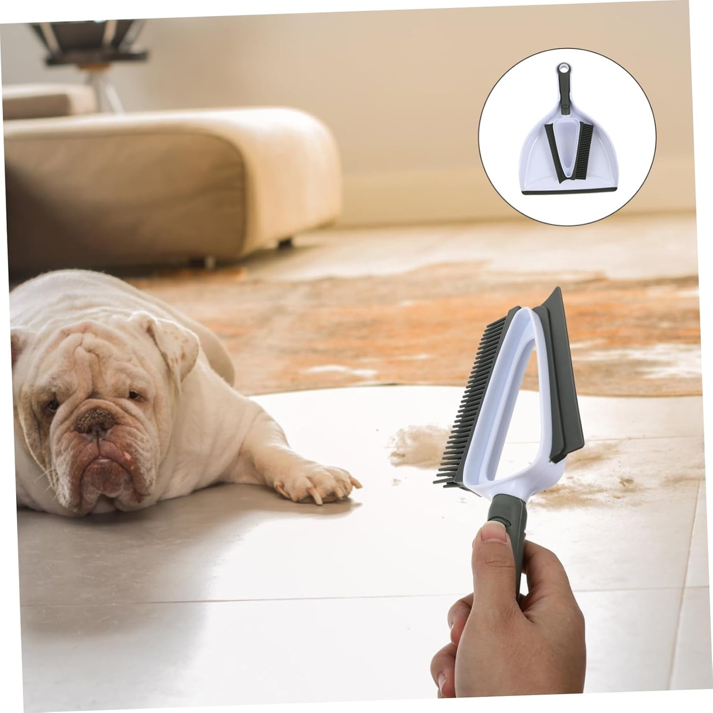 Outanaya Pet Hair Removal Dust Removal Set 2-in-1 Brush Dustpan Pet Rake for Carpet Hair Collector