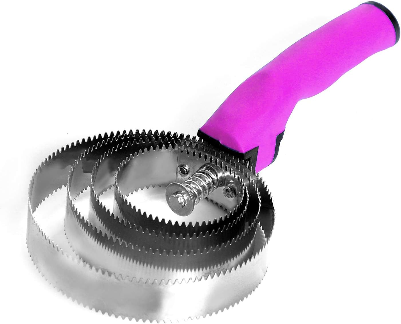 BOTH WINNERS Reversible Stainless Steel Curry Comb with Soft Touch Grip (Blue)