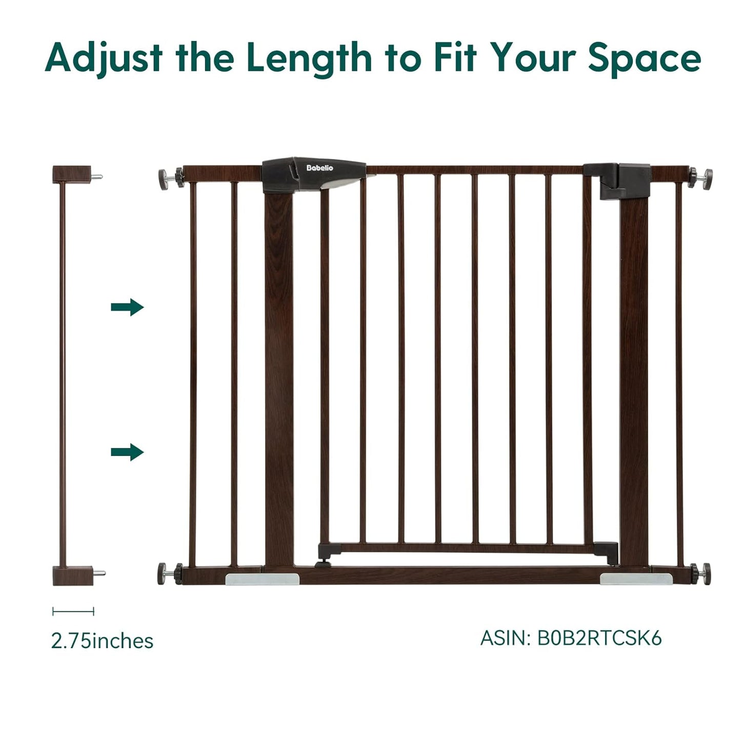 BABELIO Baby Metal Gate Extension with Wood Pattern, 5.5'' Extra Wide Pet Gate for Stairs & Doorways, Pressure Mounted Baby Gate Dog Gate, No Tools Required, 30'' Tall
