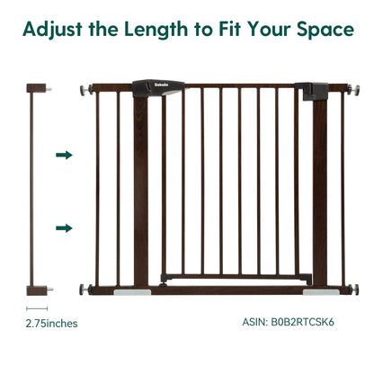 BABELIO Baby Metal Gate Extension with Wood Pattern, 5.5'' Extra Wide Pet Gate for Stairs & Doorways, Pressure Mounted Baby Gate Dog Gate, No Tools Required, 30'' Tall
