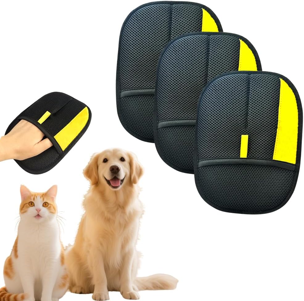 Electrostatic Pet Hair Removal Gloves: Quick Wiping - Reusable & Washable for Sofa Clothing Pet Beds Effortless Cats & Dogs Hair Remover for Busy Pet Owners (1pcs-Black)