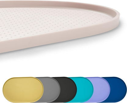 100% Waterproof 0.5" Raised Edge BPA Free Silicone Dog Food Mat, Pet Cat Feeding Mats Contain Spills Protects Floors, Placemats for Cats and Dogs Water Bowl Dishwasher. (Small, Gray)