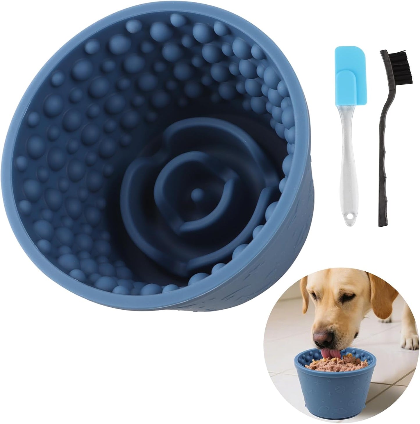 Dog Slow Feeder Lick Bowl - Non-Slip Licking Treat Dispenser for Small Medium Large Dogs, Promotes Anxiety Relief & Prevents Choking, Easy to Clean Feeding Bowl (Green, S)