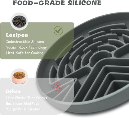 Lesipee Slow Feeder Dog Bowl for Large & Small Pets, Anti Choking Puzzle Dog Food Lick Mat with Non-Slip Base, Interactive Pet Slow Eating, Silicone Licking Mat Cat Feeding Bowl for Puppies & Cats