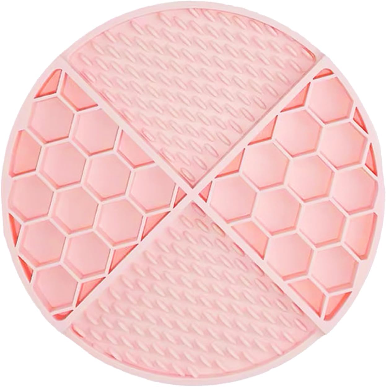 Lick Mat for Dogs, Puppies & Cats - Easy-Clean Slow Feeder Pad, Small Round Rubber Suction Mat, Honeycomb Texture, Pink, for Bathing Grooming & Anxiety Relief