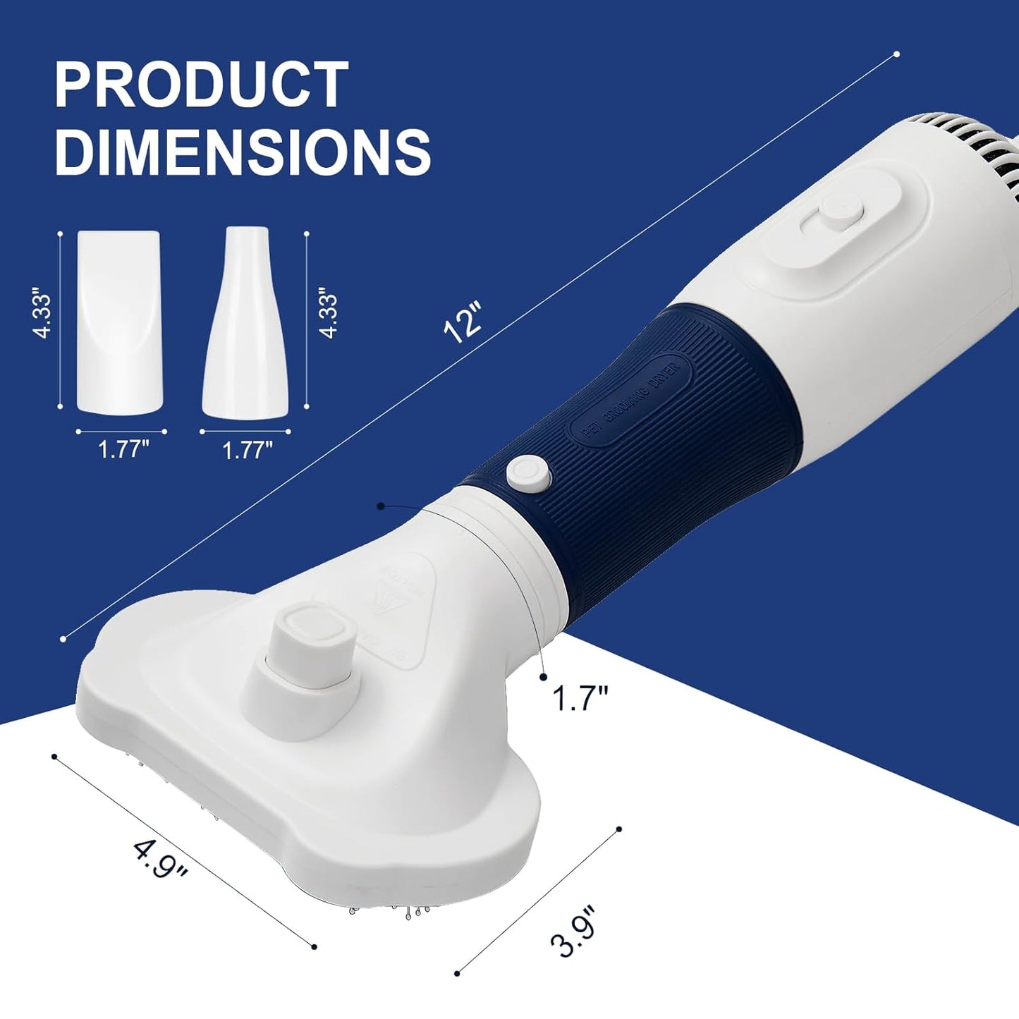 3-in-1 Pet Hair Dryer & Slicker Brush for Dogs & Cats – Portable, Professional, Adjustable Temp, Overheat Protection Dog Hair Dryer