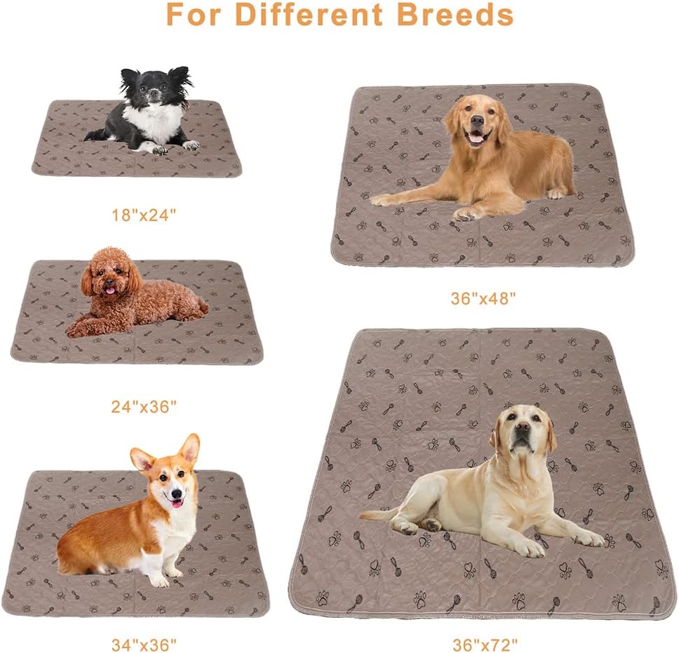 Peepeego 2Pack Pee Pads for Dogs Washable+Free Dog Comb, Waterproof Rugs 36”x48, Absorbent Dog Pads Reusable, Non Slip