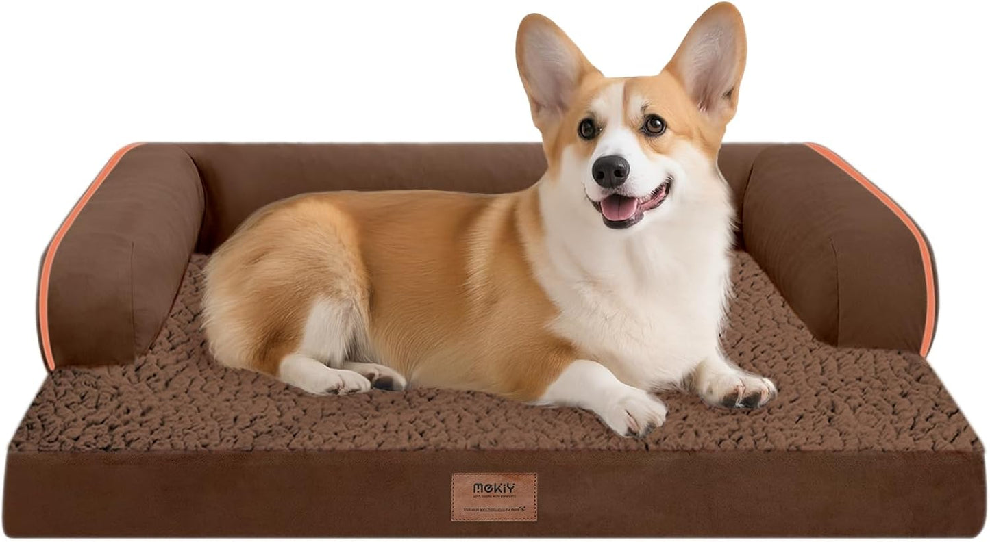 Large Dog Bed Orthopedic Washable - Beds Bolster - Medium XL XLarge Big Dogs - Memory Foam Couch Sofa - Waterproof with Removable Cover