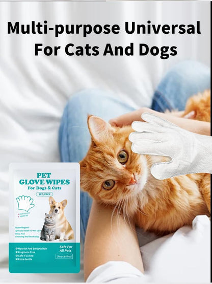 Dog Glove Wipes for Paws, Butt, Ears & Eyes - Pet Cleaning Wipes After Walk, Potty & Grooming | Extra Large Thick Rinse-Free for Dogs & Cats | Hypoallergenic Fragrance-Free for On-the-Go & Camping