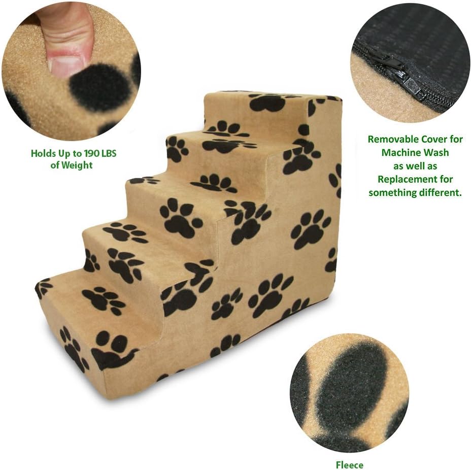 Best Pet Supplies Dog Stairs & Steps - Foam Steps for Small Dogs & Cats, Non-Slip Indoor Balanced Pet Step Support, Dog Ramp, No Assembly, Ash Gray Linen, 2-Step (12-inch Height)