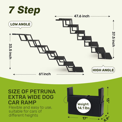 Foldable Dog Car Steps - Upgraded Non-Slip Pet Stairs for Large Dogs, Portable Metal Frame Dog Ramps for High SUV, Truck and Cars, Lightweight Pet Ladder with High Load-Bearing Capacity (6 Steps)