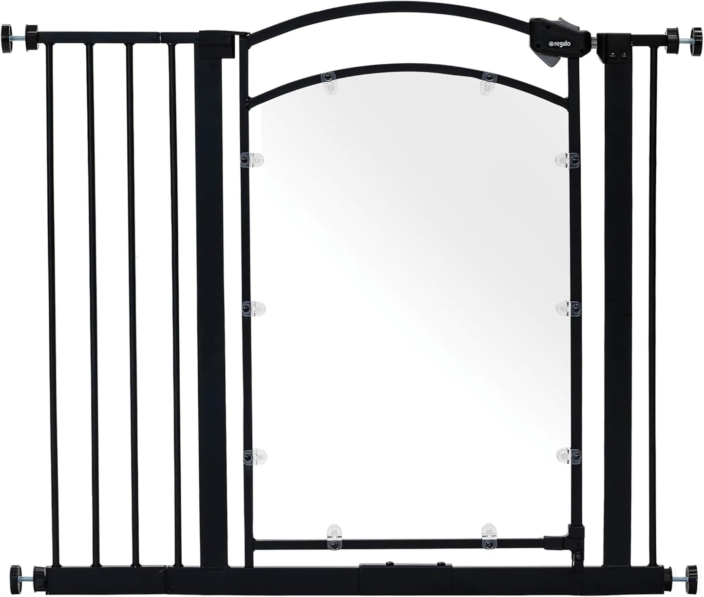Regalo Safety 30.5-58" Extra Wide Arch Baby Gate with Door, Pressure Mount Walk Through Gate for Doorways & Bottom of Stairs, Babies, Toddlers & Pets, Tested & Safe, American Designed, American Owned