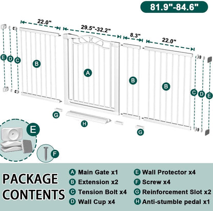 Fairy Baby 68.1"-70.8" Extra Wide Press Mounted Baby Gate Indoor for Kids Or Pets Walk Thru No Drill Long Dog Gates for The House Doorway Child Safety Gate