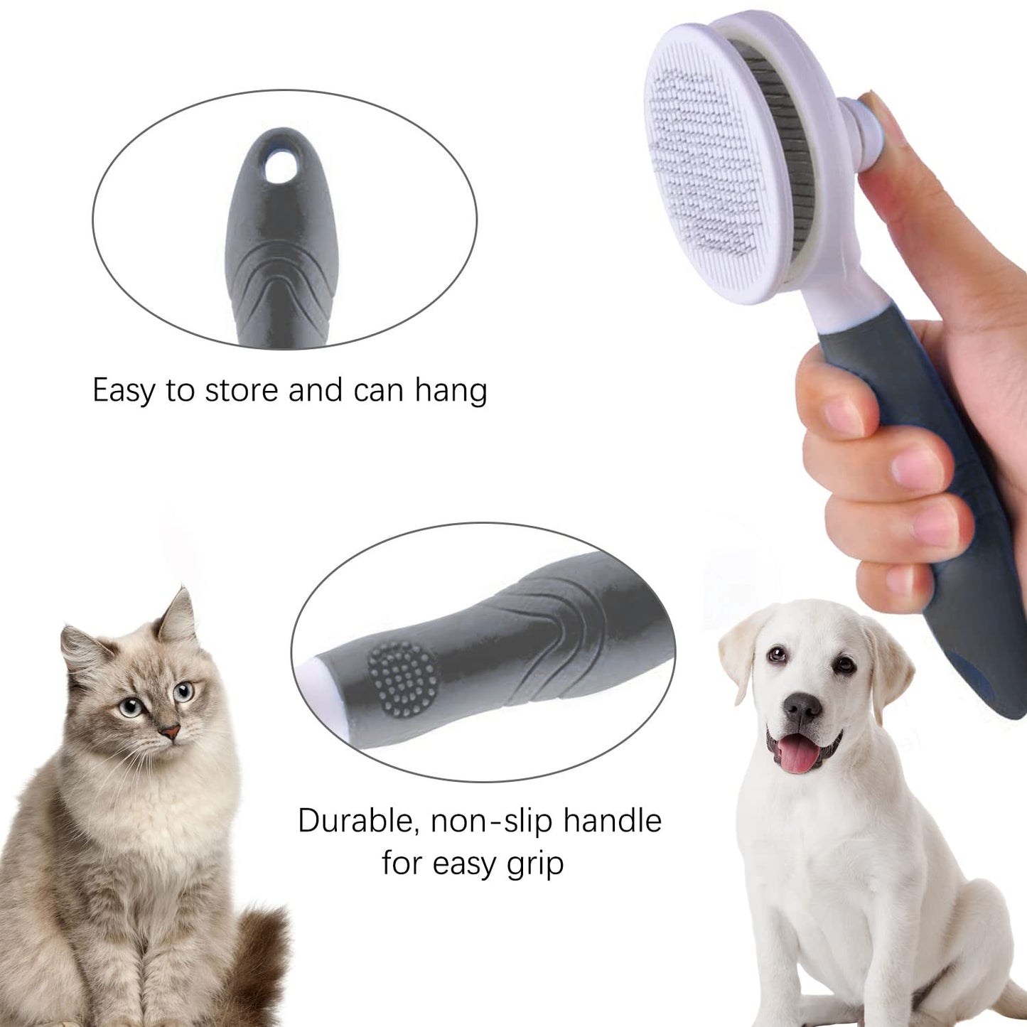 Self Cleaning Slicker Brush - Cat Brush Skin-Friendly Deshedding Grooming Massaging Tool for Long & Short Haired Pets, Cat Hair Brushes Easy Removes Undercoat for Dogs Cats Rabbits - UPGRADED, Blue