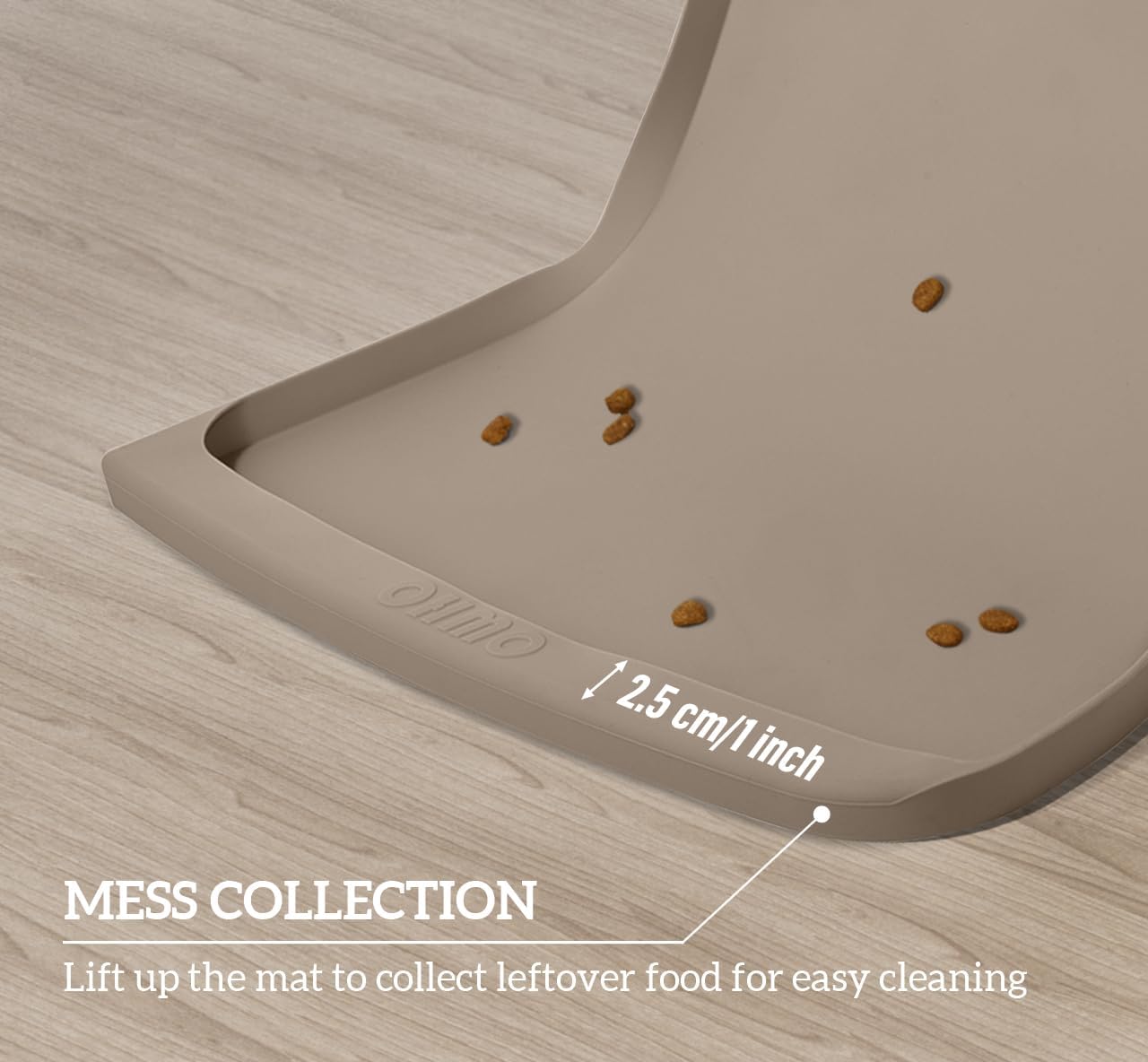 OHMO - Cat Food Mat, Silicone Pet Feeding Mat for Floor Non-Skid Waterproof Dog Water Bowl Tray, Easy to Clean Pet Placemat (Erythrinus, 18 * 9.8'')