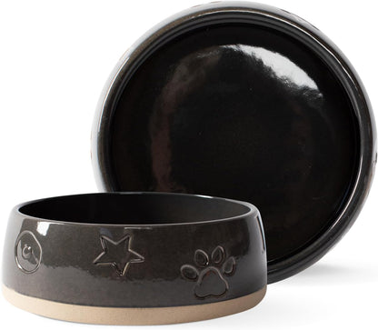 Fringe Studio Matte Speckled Green Medium Raised Stoneware Feeder W/Stainless Steel Insert (7" Diameter x 5.5" H, 26 fl.oz.), PetShop Collection (453MD001)