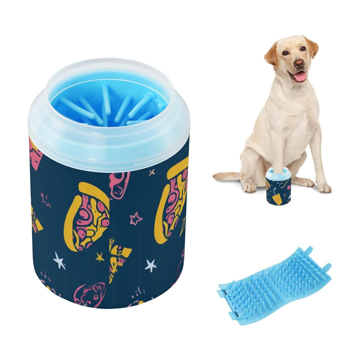 Dog Paw Cleaner Cups for Dogs Pet Foot Washer Paw Scrubber for Medium Small Dogs Cats Cleaning Cup Cute Yellow Fiesta Guitars Cacti and Ethnic Birds