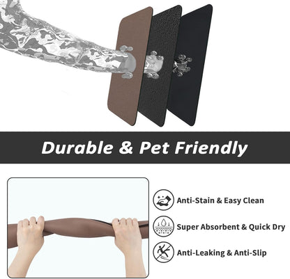 HotLive Dog Food Mat - Absorbent Cat Mat for Food and Water, No Stains Pet Feeding Bowl Mat, Easy to Clean Pet Placemats, Quick Dry Dog Water Dispenser Mat for Messy Drinkers | Paw Dark Grey 12"x 19"