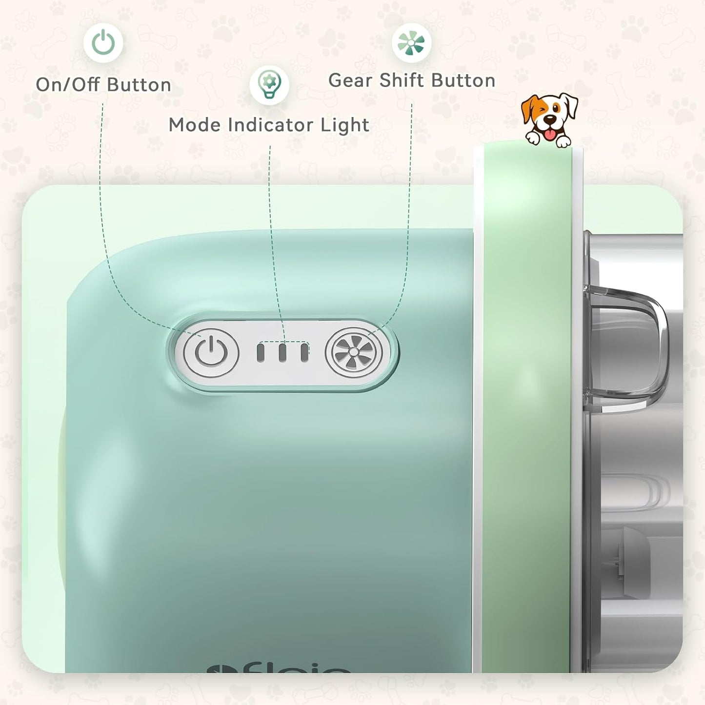 Afloia 6-in-1 Dog Grooming Kit, Pet Grooming Vacuum for Shedding, Dog Hair Vacuum with Clipper Nail Trimmer Grinder, Pet Brush Groomer at Home, Low Noise Cats Hair Remover, 1.5L Dust Cup, White
