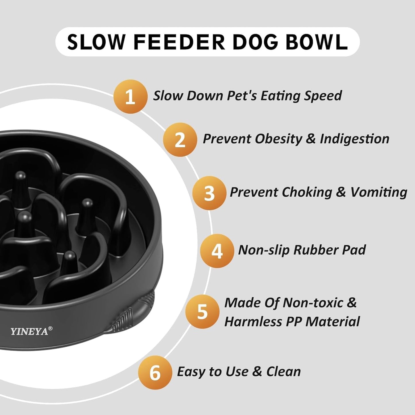 YINEYA Slow Feeder Dog Bowls, Pet Supplies that Slow Down Eating, Pet Food Bowls, Maze Dog Puzzle Feeder for Medium Breed