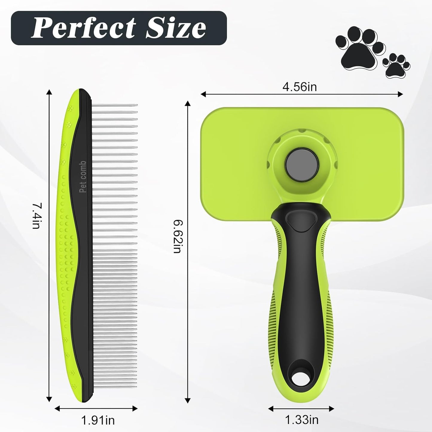2PCS Self Cleaning Slicker Brush & Dog Comb - Skin Friendly Deshedding Grooming Tool for Dogs, Cats and Small Animals, Professional Deshedding Dematting Tool for Long and Short Haired Pets (Pink)