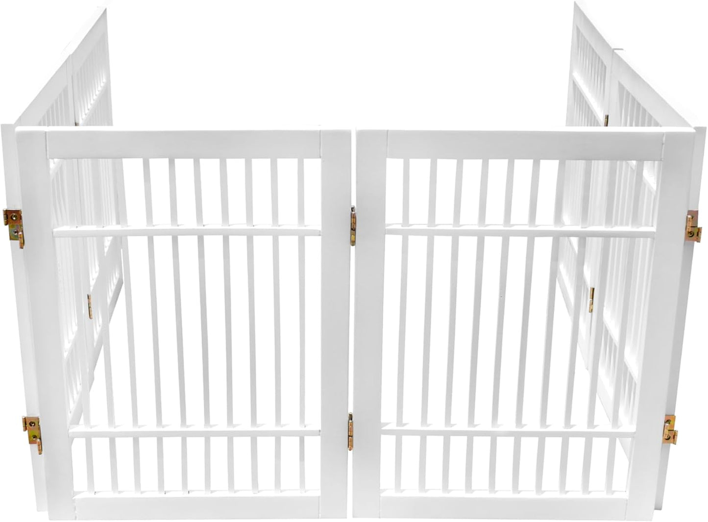 Urnporium Freestanding Wooden Dog Gate for Doorways – Foldable Acacia Wood Pet Gate, No Drill Portable Indoor/Outdoor Puppy Fence Barrier (White Pet Gate, 3 Panel 24" Tall)