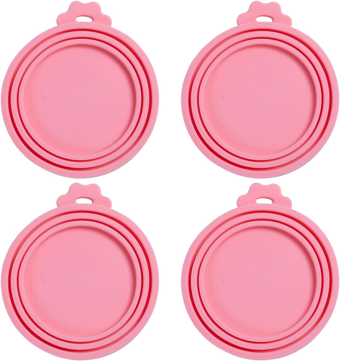 PINE & LINEN 4 Pcs 2.5inch Durable Pet Can Lids, Silicone Small Pet Can Covers Waterproof Cat Food Cans Lids for 3 oz Cat Food Cans（Yellow+Red+Pink+Blue）