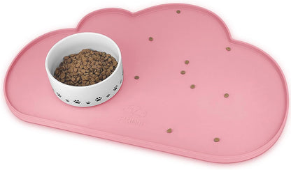 Ptlom Silicone Pet Placemat for Dogs and Cats, Non-Slip Waterproof Dog Feeding Bowl Mats for Food and Water, Small Medium Large Pet Puppy Tray Mat Prevent Residues from Spilling onto The Floor, Beige