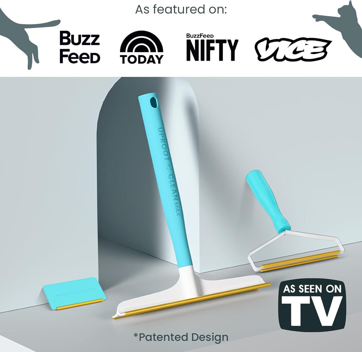 Uproot Clean Fur-Nado Survival Kit - Uproot Cleaner Pro Pet Hair Remover Tool + Mini & Max Variants - Pet Hair Removal Tool and Carpet Rake - Easy Cat & Dog Fur Scraper Bundle