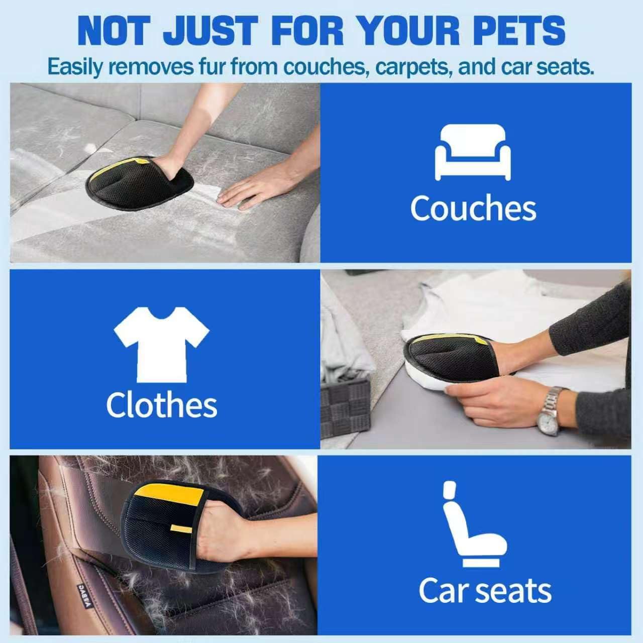Pet Hair Removal Glove for Dogs & Cats, Newly Upgraded Reusable Electrostatic Pet Hair Glove, Magic Brush Pet Hair Remover Tool for Clothing, Couch, Carpet, Car Seat