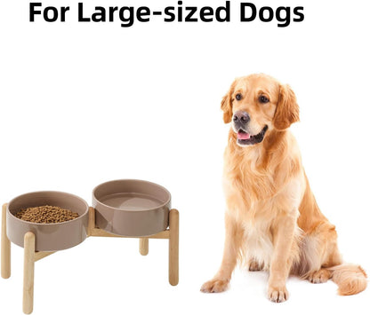 Havniva 8.3inch Ceramic Raised Dog Bowl with Stand, Elevated Dog Bowls for Large Breed Dog Food and Water Bowl Non-Slip Dog Dish Large Capacity Feeding Pet Water Bowl