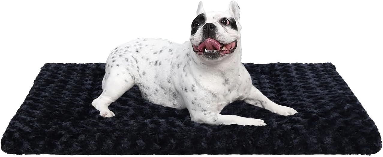 Washable Dog Bed Mat Ultra Soft Dog Crate Pad Comfy Fluffy Pet Kennel Beds Sleeping Mattress for Large Jumbo Medium Small Dogs, 36 x 23 Inch, Gray