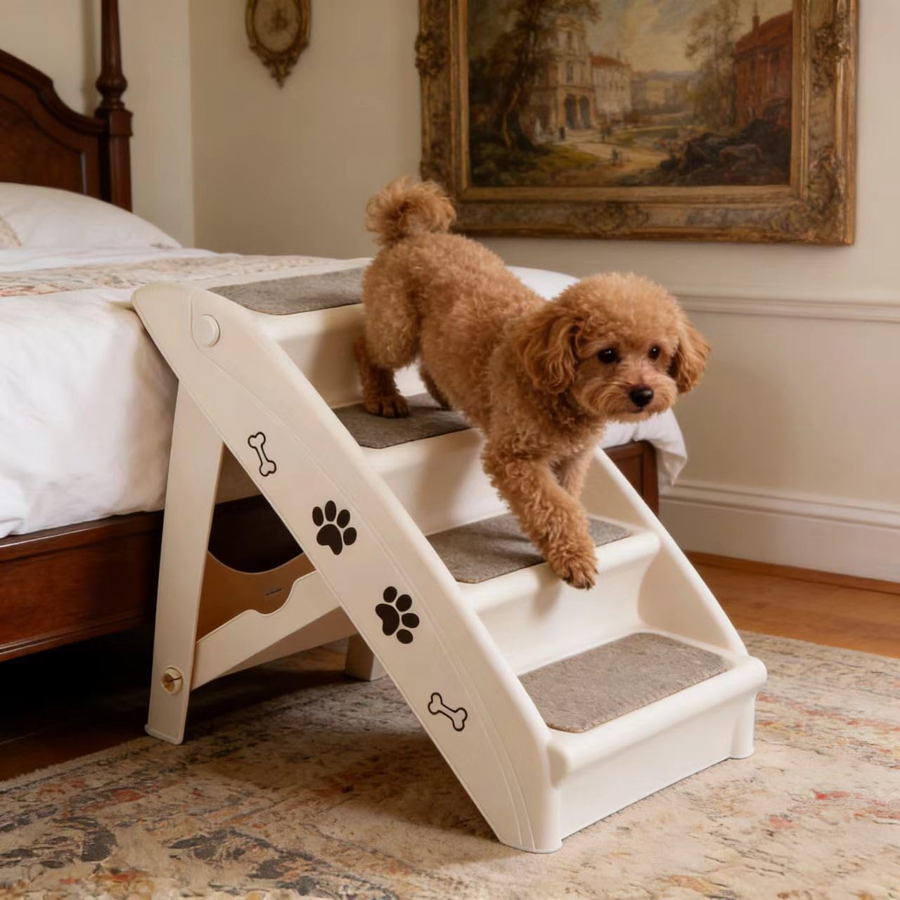 ZENY Folding Dog Stairs, Portable Indoor/Outdoor Pet Steps for Bed, Couch, Car, Pet Stairs for Small Pet Dog/Cat