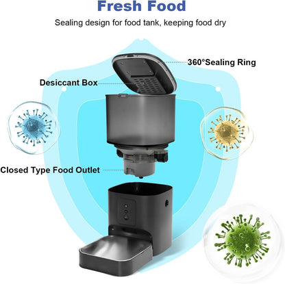 ANDOLL HOME Automatic Cat Feeder, 4L Cat Food Dispenser with 10s Voice Recorder, Pet Feeder up to 8 Meals per Day, Timed Dog Feeder with Dry Food Sealed Ring