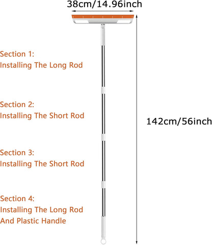 Rubber Air Broom Multifunction Silicone Floor Squeegee, Air Broom for Floor with 56" Long Handle, 4-in-1 Rubber Sweeper for Dirt, Liquids, Pet Hair, Tile Hardwood Floors, Carpet, Living Room (Purple)