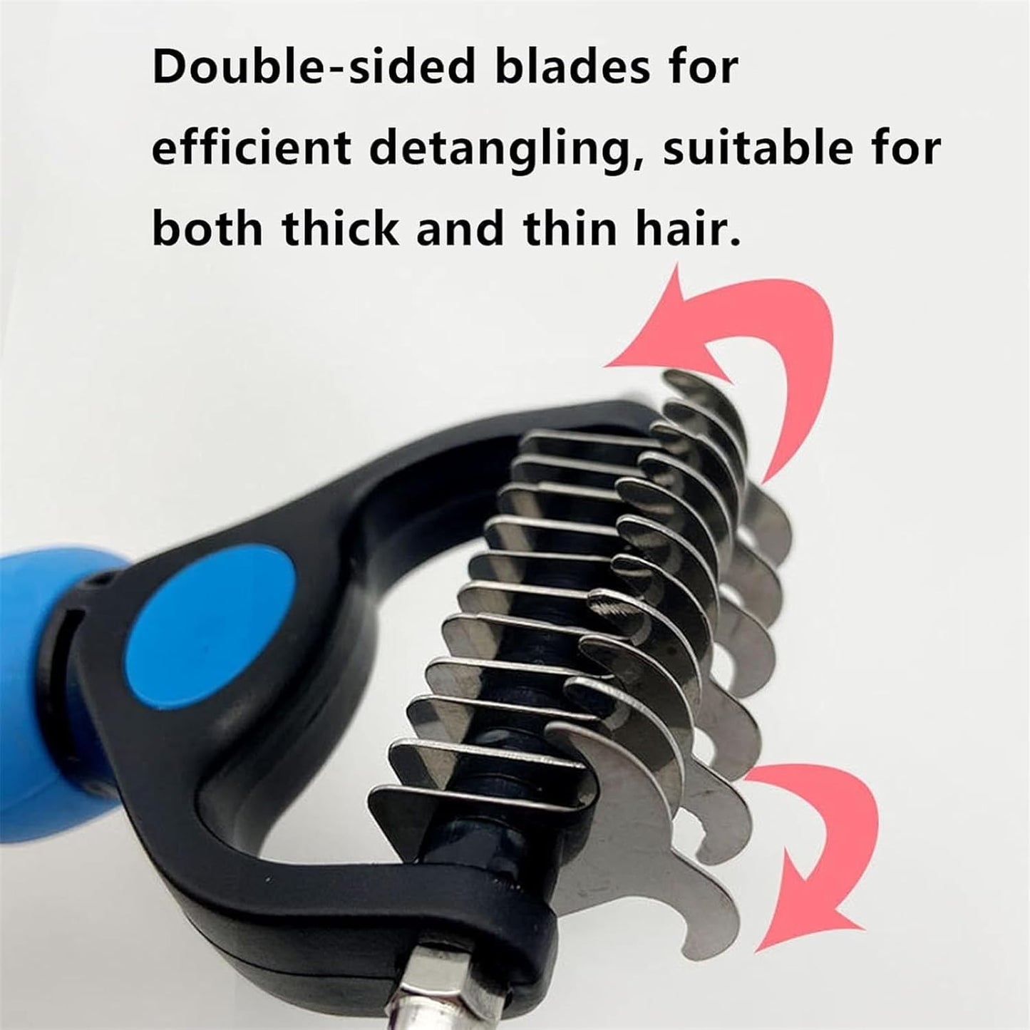 Pet Pro Grooming Tool, 2-in-1 Deshedding Dog Brush with 9/17 Teeth Undercoat Rake for Dogs & Cats, Dual-Sided Stainless Steel Pet Comb for Long Hair & Thick Coats, Non-Slip Ergonomic Handle (Pink-L)