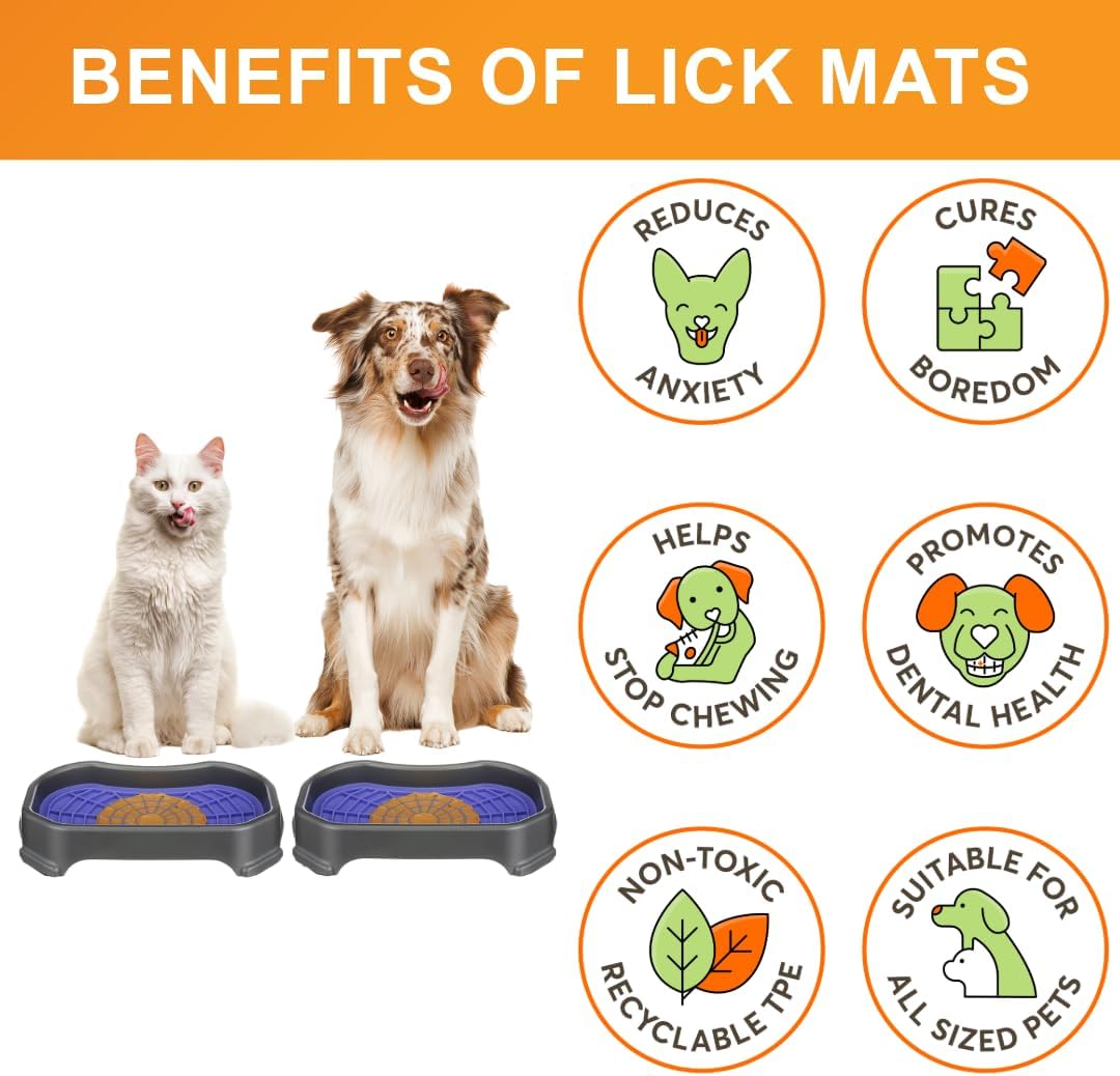 Neater Pets Neat-LIK Dog Lick Mat w/Mess-Proof Tray, Lick Mat for Dogs, Cats, Puppy, Reduces Anxiety & Boredom, Peanut Butter Slow Feeder, Interactive Treat Licking Pad (Green/Vanilla Bean)