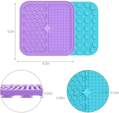MateeyLife 2PCS Small Lick Mat for Dogs and Cats, Licking Mats for Dog Anxiety Relief, Cat Peanut Butter Lick Pad for Boredom Reducer, Dog Treat Mat Perfect for Bathing Grooming Blue&Green